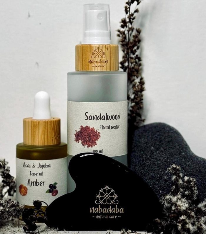 Relaxing Facial Massage Gift Set with Jojoba Oil, Gua Sha & Floral Water