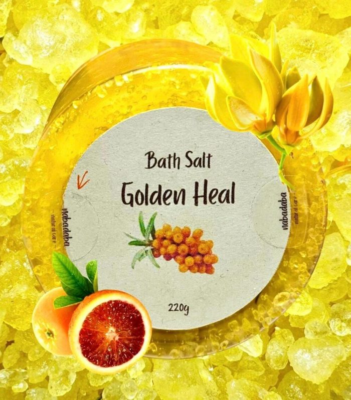 Uplifting Bath Salt Sea Buckthorn Orange Ylang-Ylang | All Natural Bath Salt | Dead Sea Mineral Salt | Golden Heal | Extra Virgin Olive Oil