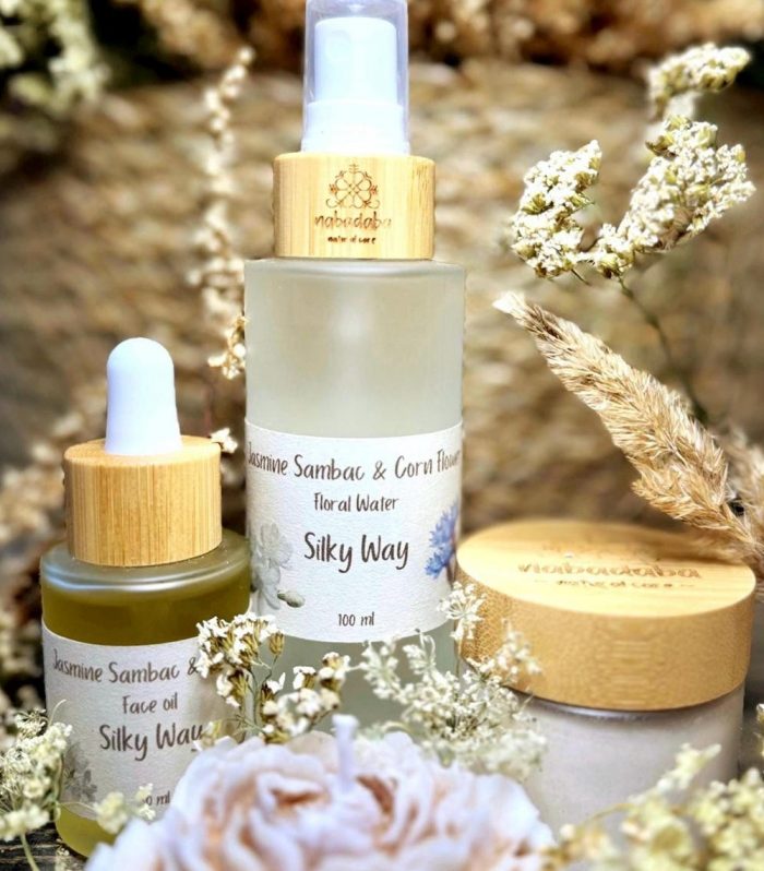 Jasmine & Vanilla Face Spa Gift Set – Kaolin Mask, Floral Mist, Argan Oil for Dry or Mature Skin
