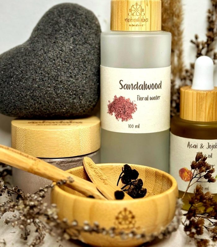Amber Face Spa Gift Set with Jojoba and Acai – Clay Mask, Floral Mist and Face Oil for Sensitive or Oily Skin