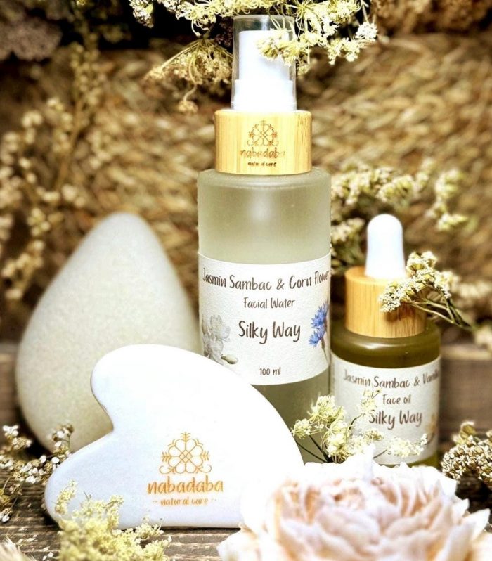 Silky Way Gua Sha Gift Set | Jasmine & Argan Oil Skincare | Elegant Facial Gift Box for Her | Bride Gift | Romantic Natural Beauty Set