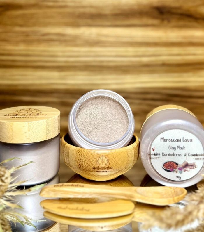 Moroccan Clay Face Mask | Detox Mask with Burdock Root & Cacao | Natural Clay Mask for Sensitive, Oily Skin | Vegan Skincare 40g