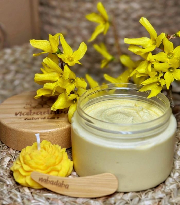 Organic Whipped Shea Butter with Macadamia and Argan Oils - Natural Peach and Bourbon Vanilla Scent - Moisturizing Vitamin-Rich Skin Care